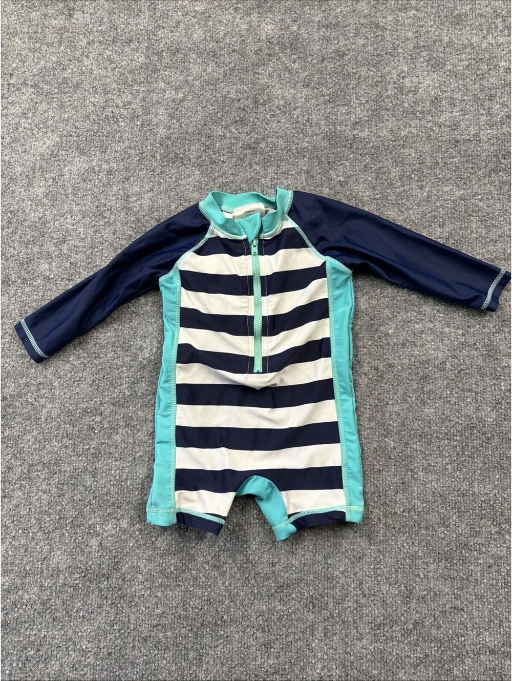 Wishere Boys One Piece Navy blue and Teal Baby Swimsuit 12/18 Mo